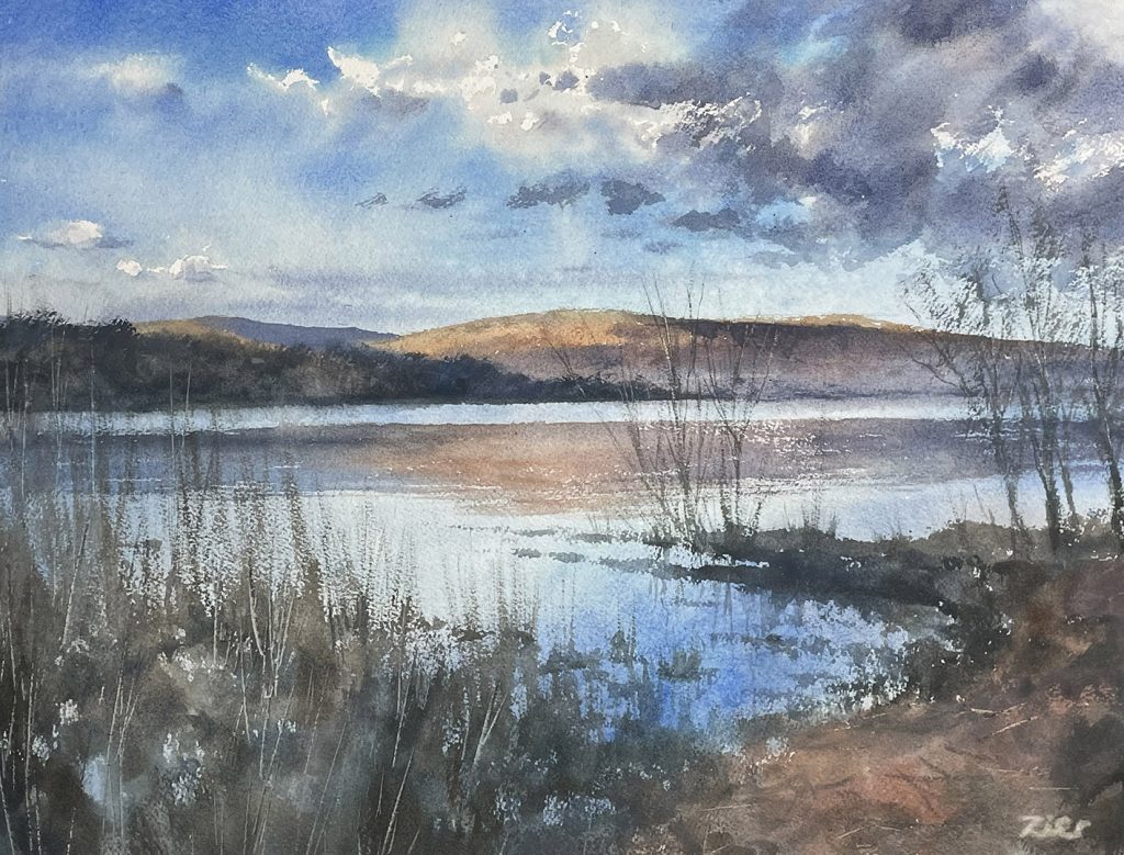 Bespoke Lake Scene watercolour painting commissioned as a gift